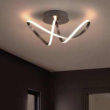 Chantelle 19.5" Modern Minimalist Aluminum Loop Integrated LED Semi Flush Mount - JONATHAN Y